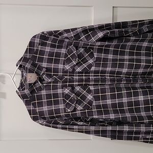 Men 5.11 Tactical Black Cream White Plaid Gunner Long Sleeve Snap Shirt Size XL